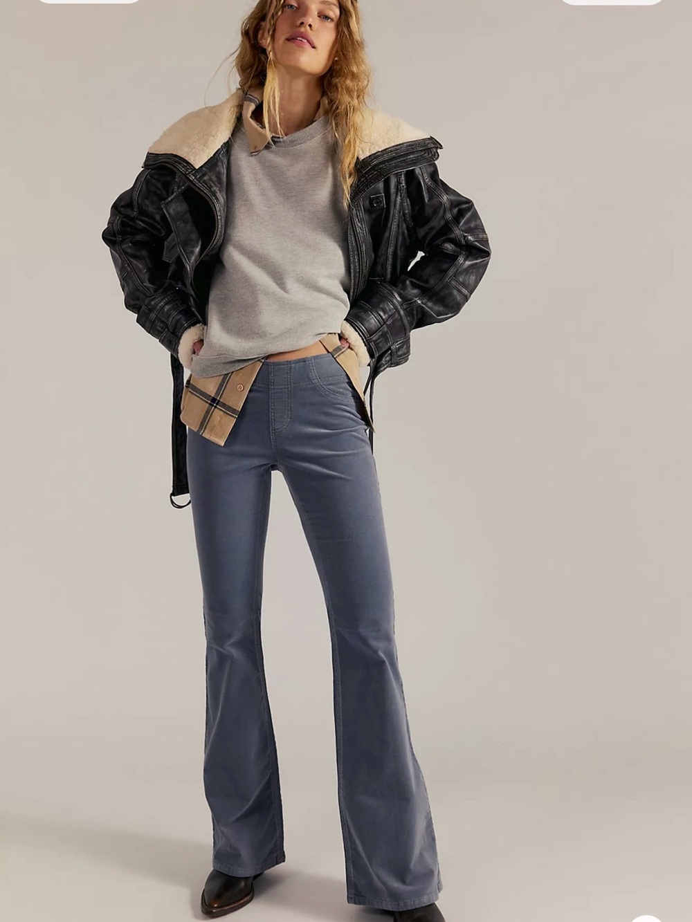 We the free High-Rise Flared Pants in Slate Blue